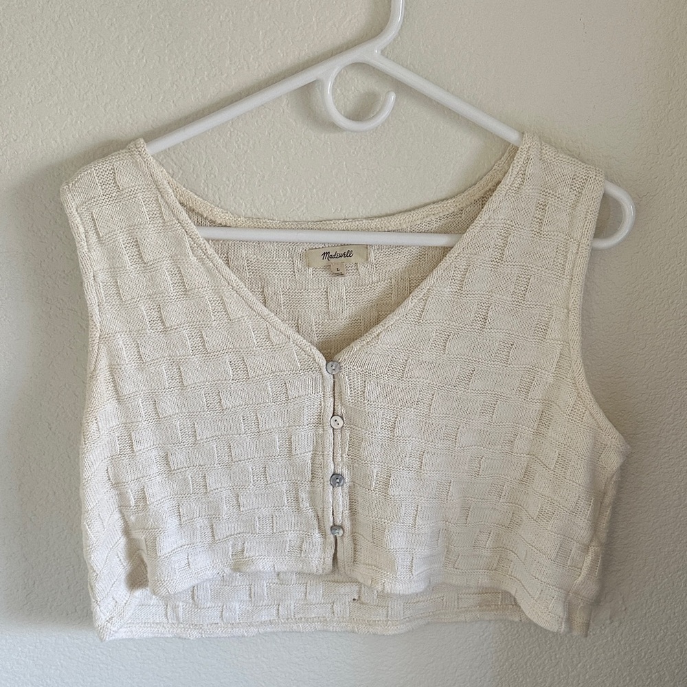 Madewell Cream Textured Crop Top